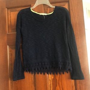 Navy Blue Lace Top